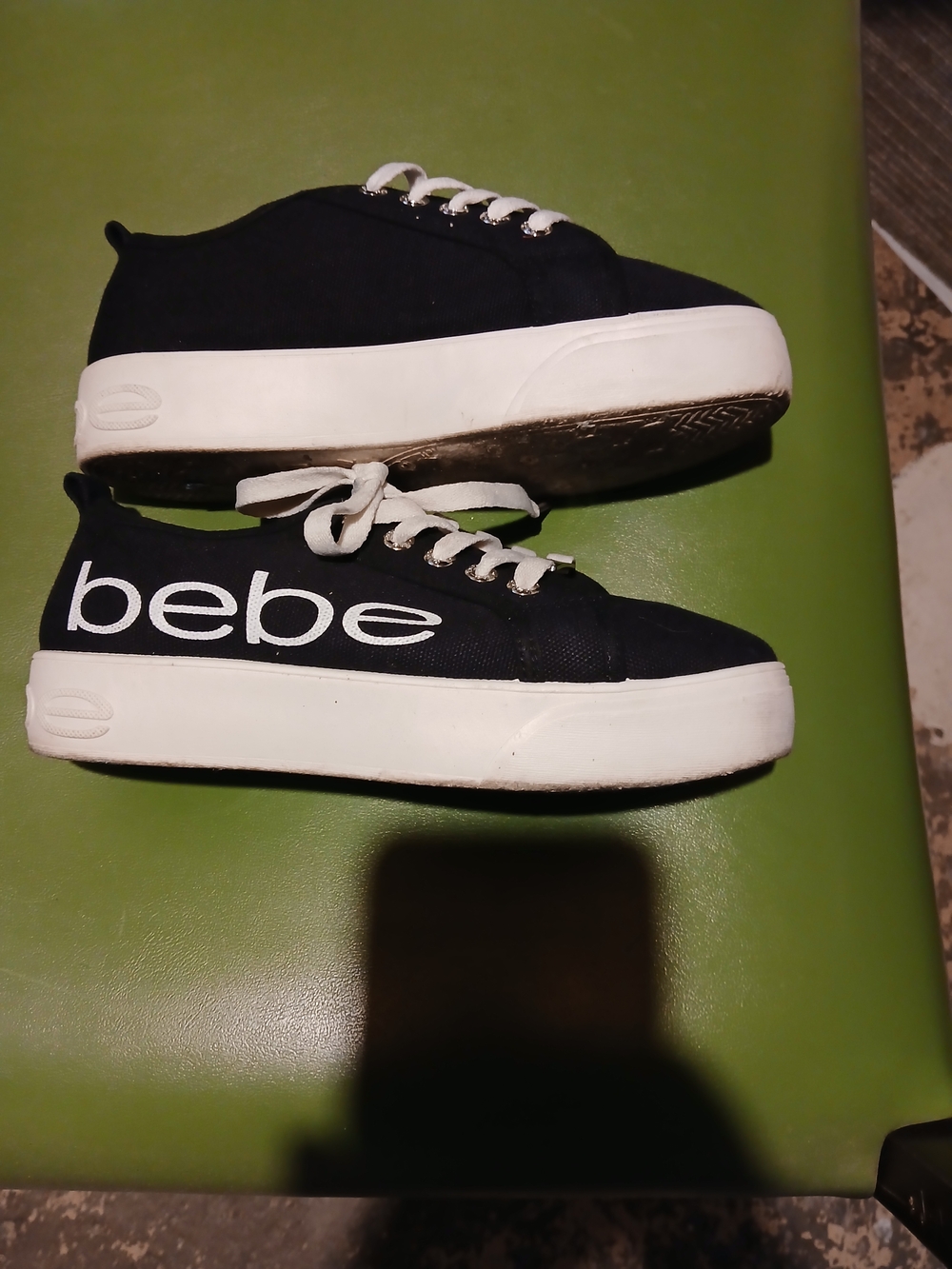 bebe Black Canvas Platform Sneakers with White Trim